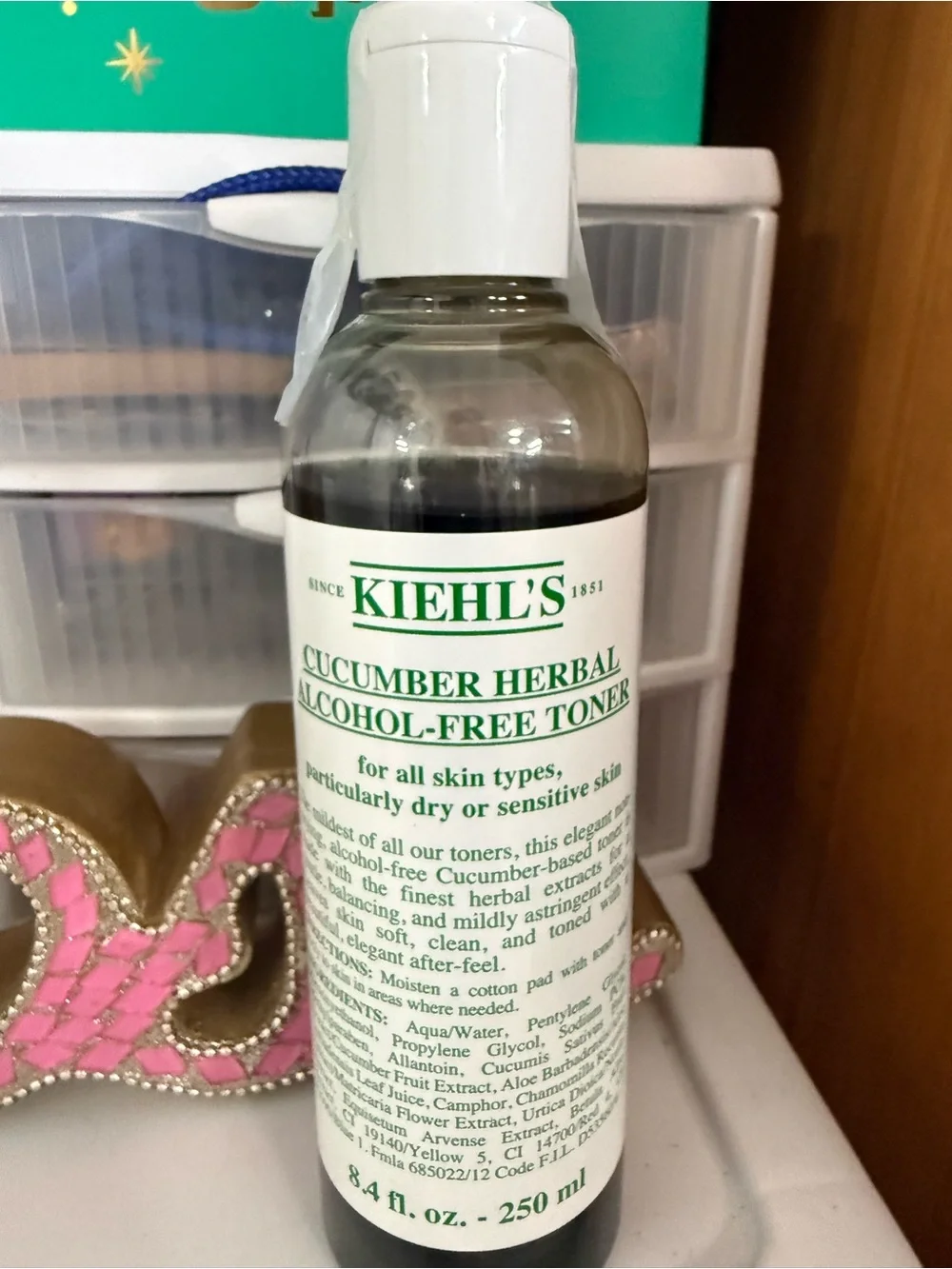 Kiehl's Cucumber Herbal Alcohol-Free Toner — green bottle with white cap